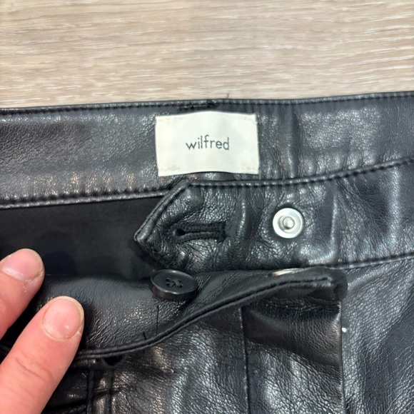 Wilfred Rebel Pants Straight Slim Mid Rise Black Leather Pants sz 0 - Picture 10 of 13